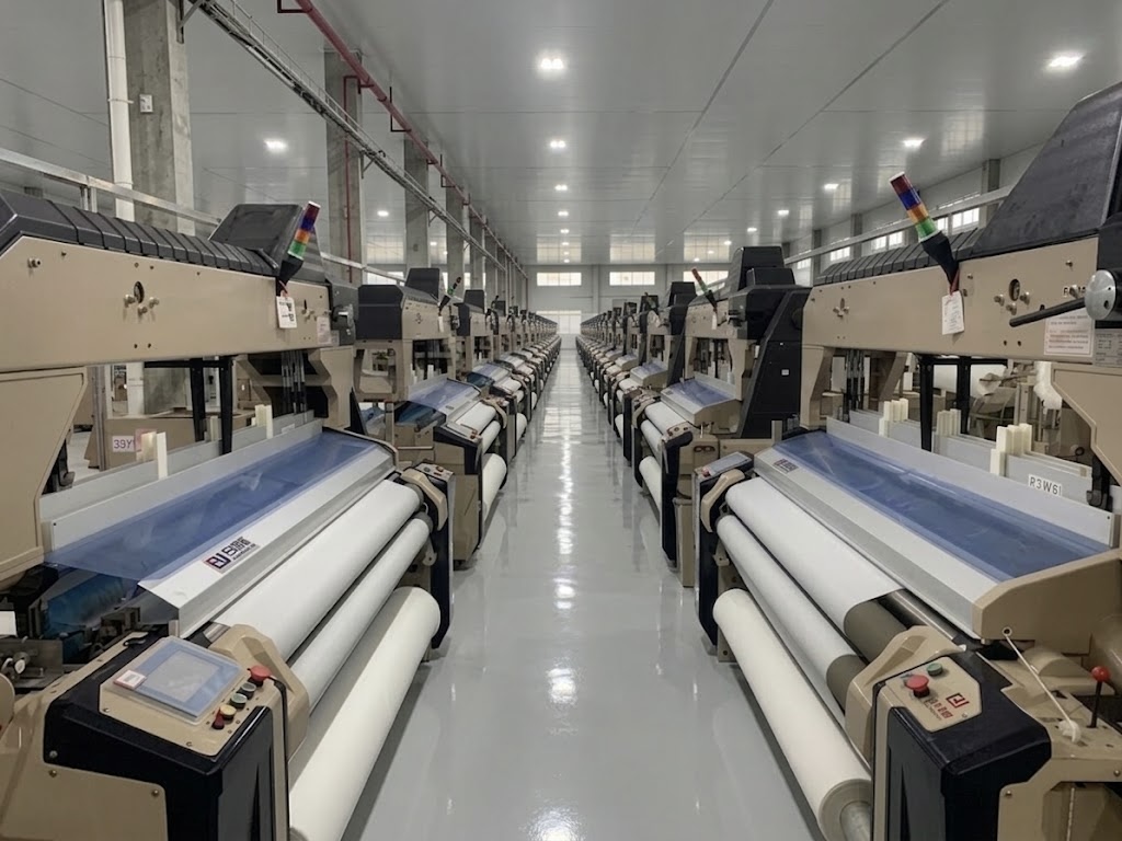 Inside the Aarna Weaves weaving facility at Anjali Textile Park-2, Kachhab, Surat
